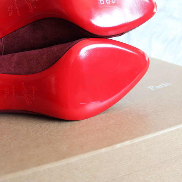 Christian Louboutin Me In The 90s Maroon Suede Booties 37.5 - Picture 11 of 15